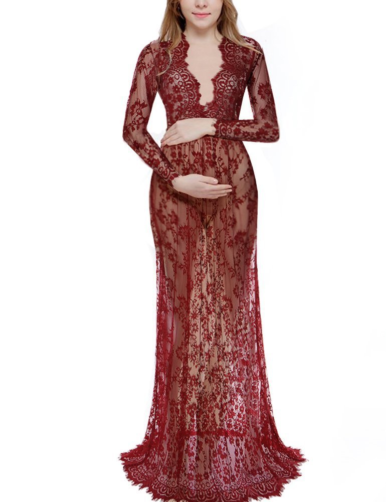 Sexy Deep Long Sleeve Lace Tight Wedding Dresses
