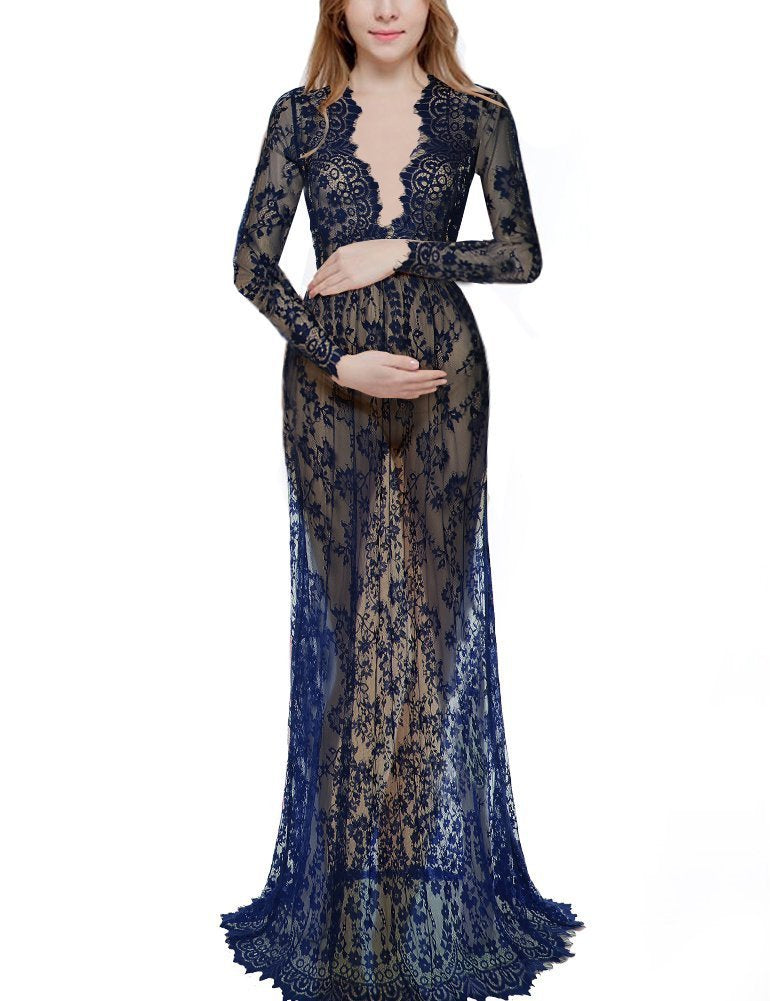 Sexy Deep Long Sleeve Lace Tight Wedding Dresses