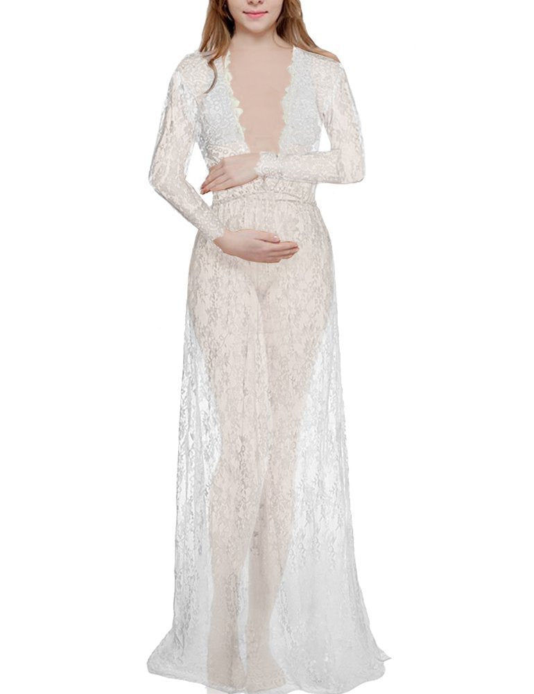 Sexy Deep Long Sleeve Lace Tight Wedding Dresses