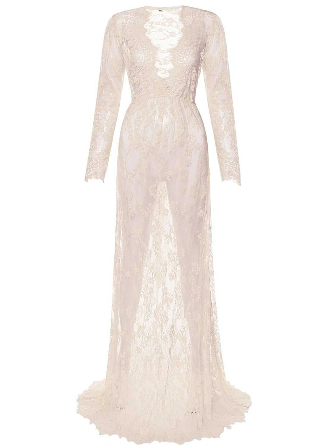 Sexy Deep Long Sleeve Lace Tight Wedding Dresses