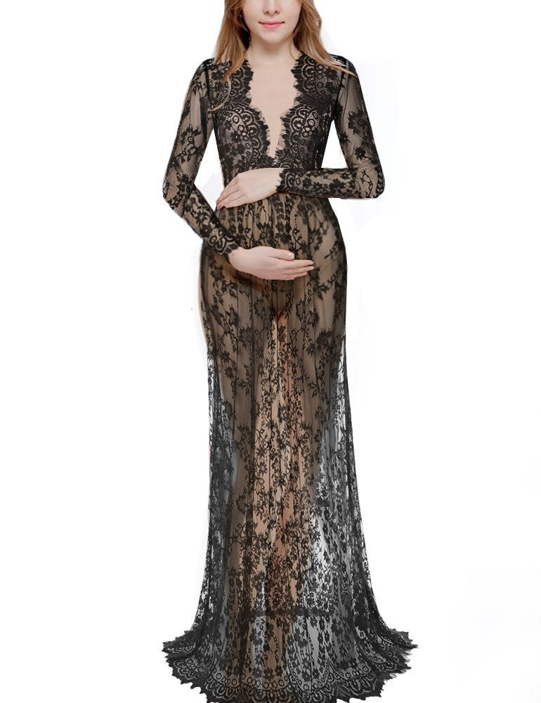 Sexy Deep Long Sleeve Lace Tight Wedding Dresses