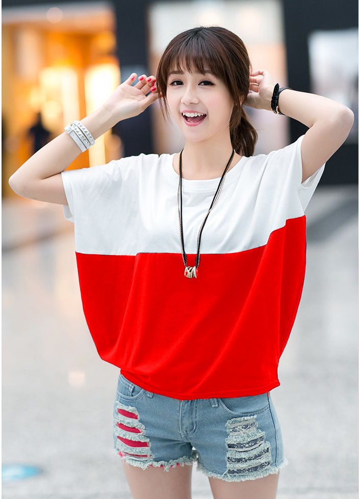 Women's Loose-fitting Batwing Sleeve Shirt Short-sleeved T-shirt Blouses