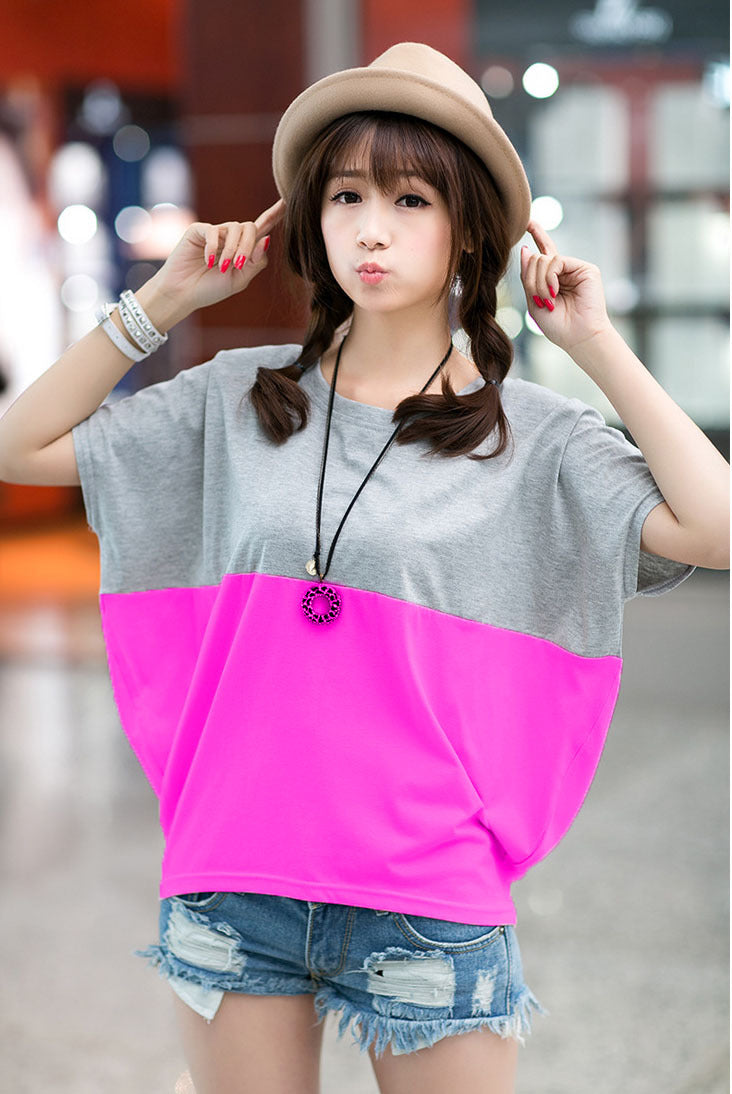 Women's Loose-fitting Batwing Sleeve Shirt Short-sleeved T-shirt Blouses