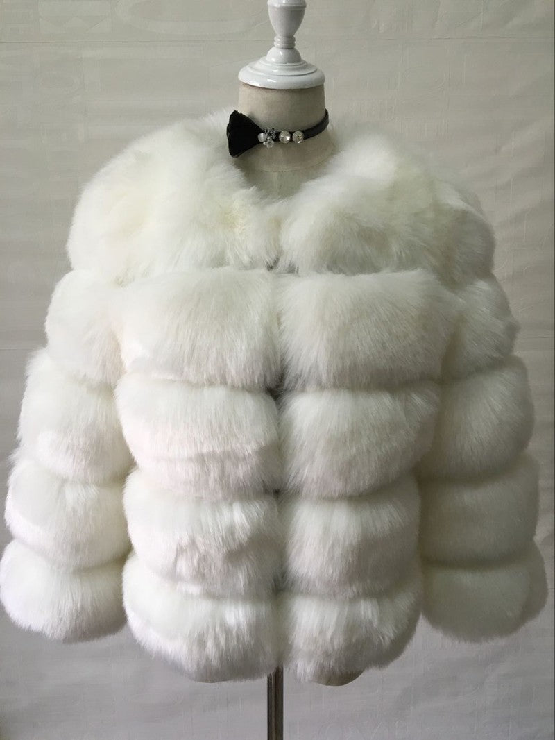 Women's Fox Fur Faux Long Sleeve Slimming Coats