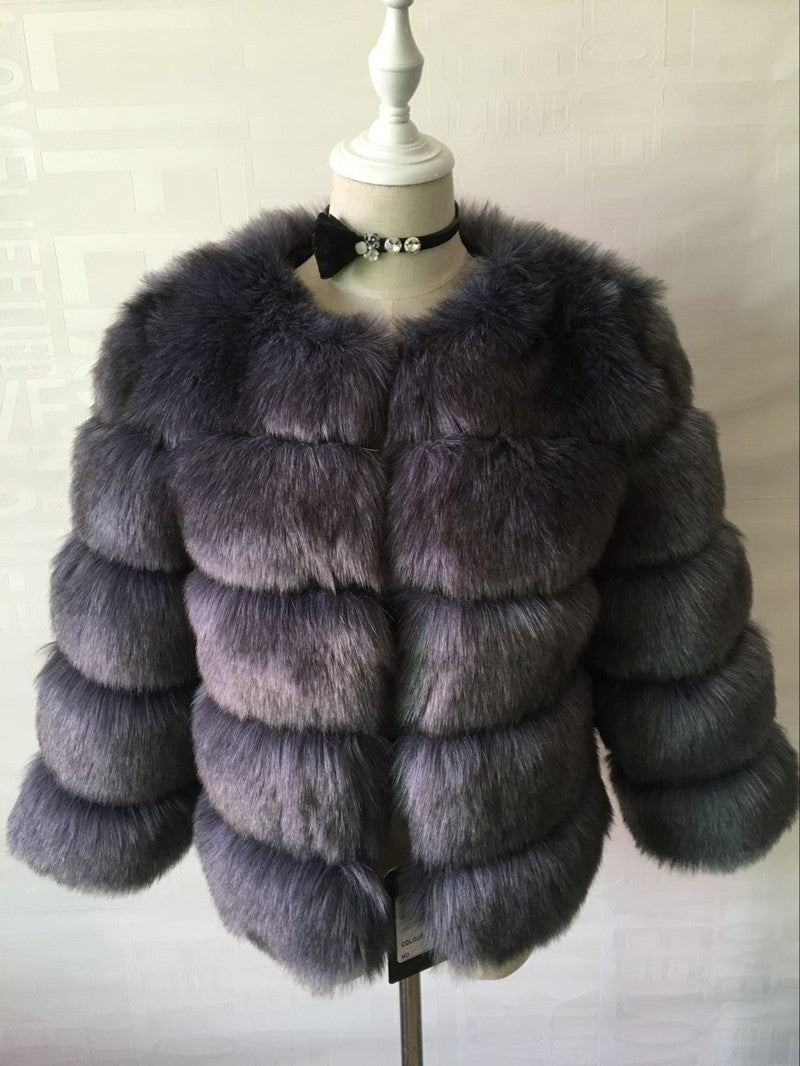 Women's Fox Fur Faux Long Sleeve Slimming Coats