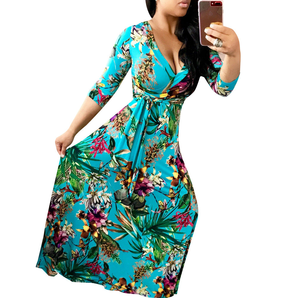Stylish Autumn Bohemian Printed Oversized Dress Dresses
