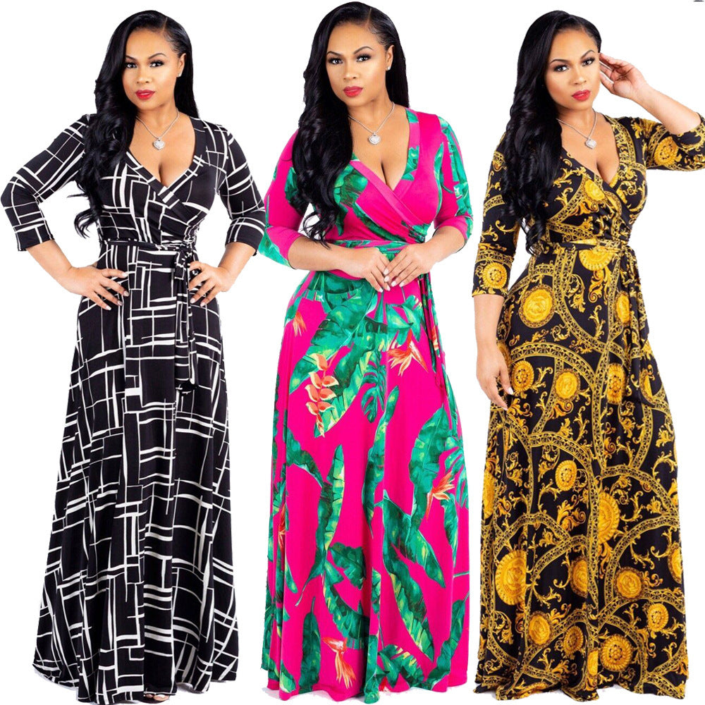 Stylish Autumn Bohemian Printed Oversized Dress Dresses