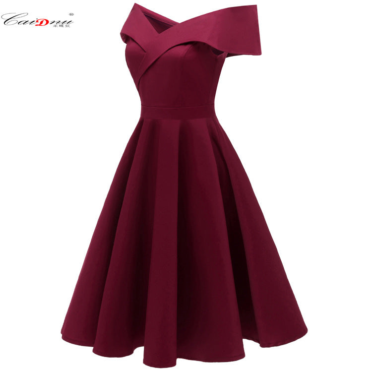 Women's Dress Waist Sexy Satin Formal Swing Dresses