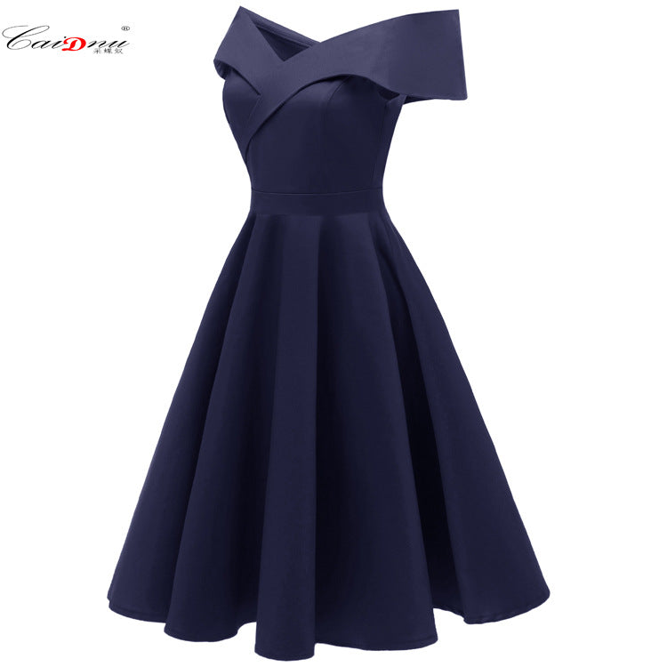 Women's Dress Waist Sexy Satin Formal Swing Dresses