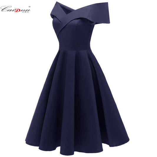 Women's Dress Waist Sexy Satin Formal Swing Dresses