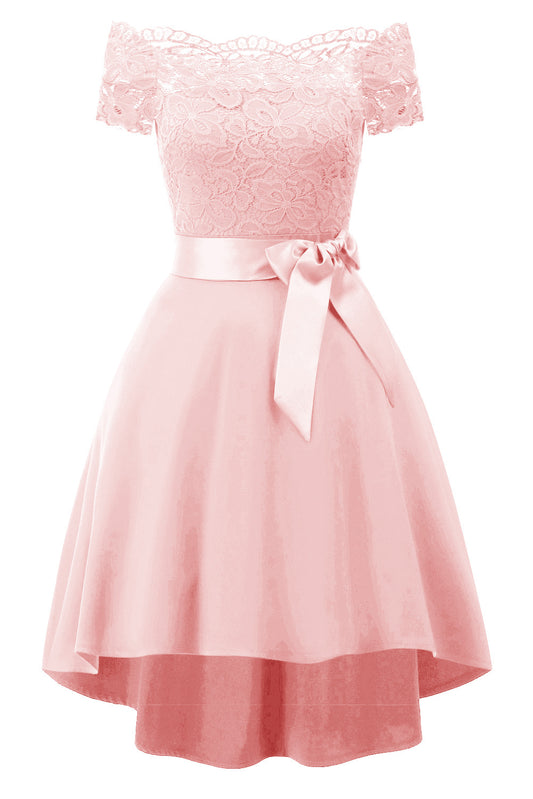 Women's Stitching Satin Cocktail Party Dress Prom Dresses