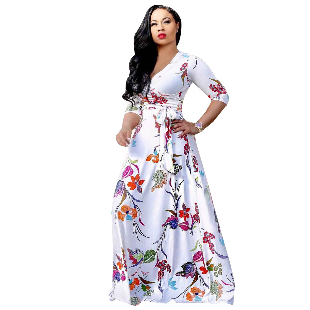 Stylish Autumn Bohemian Printed Oversized Dress Dresses