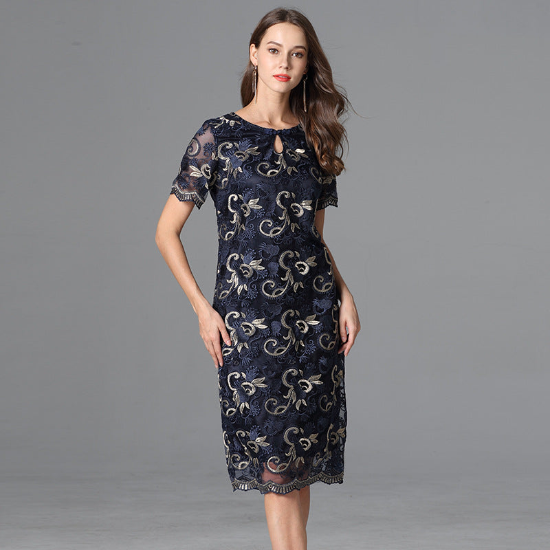 Women's Large Mother's Embroidered Elegant Dress Dresses