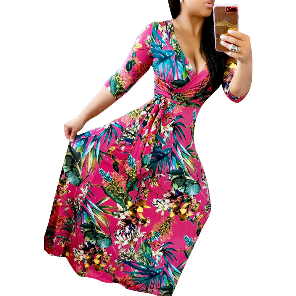Stylish Autumn Bohemian Printed Oversized Dress Dresses