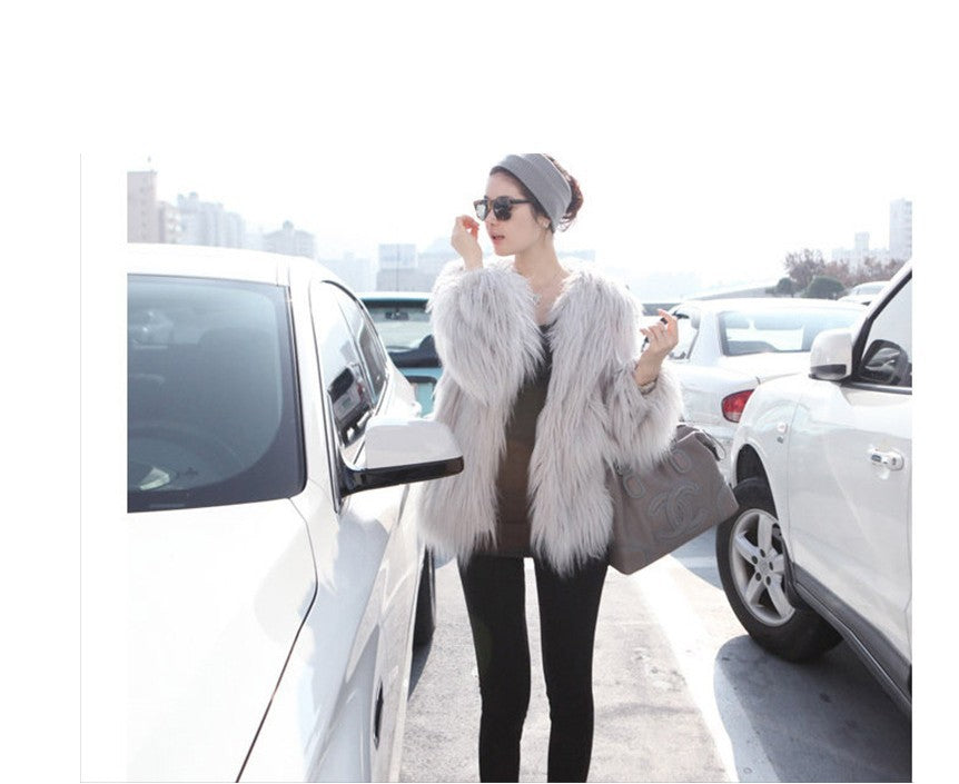 Unique Graceful Imitation Fur Overcoat Fashion Coats