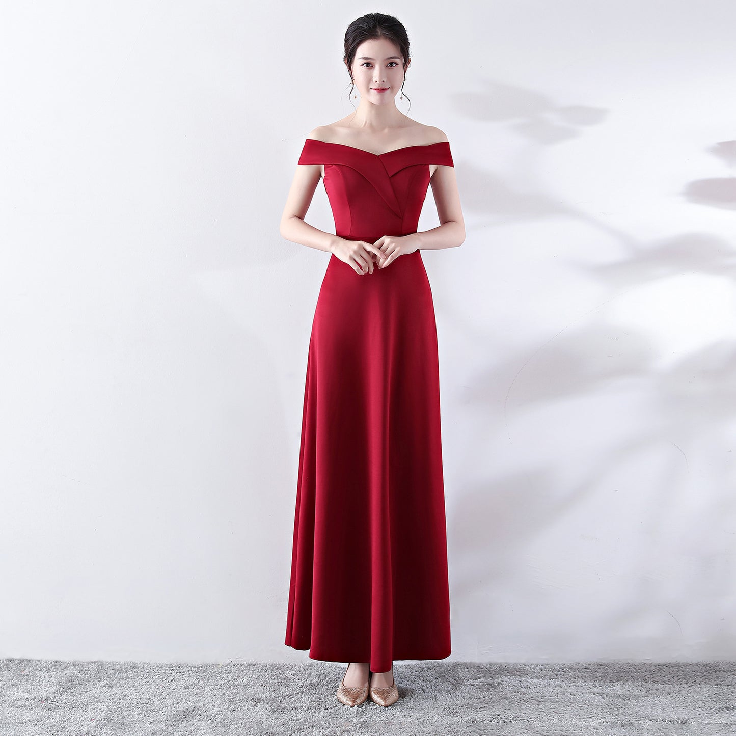 Bride Summer Red Long Family Visiting Wedding Dresses