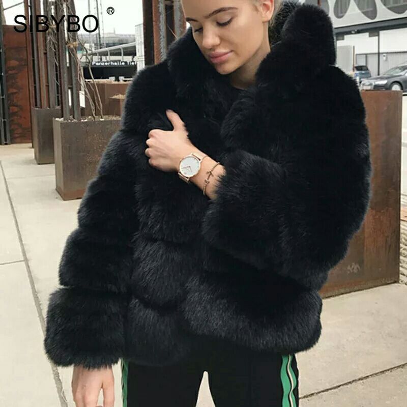 Fur With Hood Splicing Imitation Fox Coats