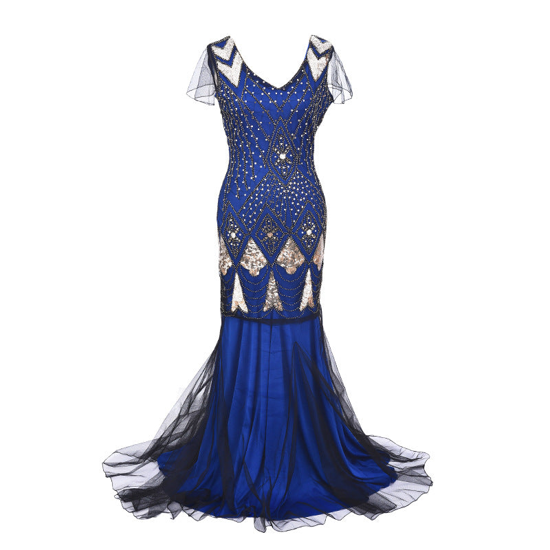 Women's Pearl Embroidery Dress Banquet Temperament Long Dresses