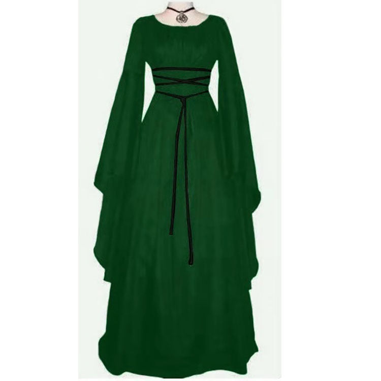 Long Sleeve Antique Style Solid Color Halloween Dresses