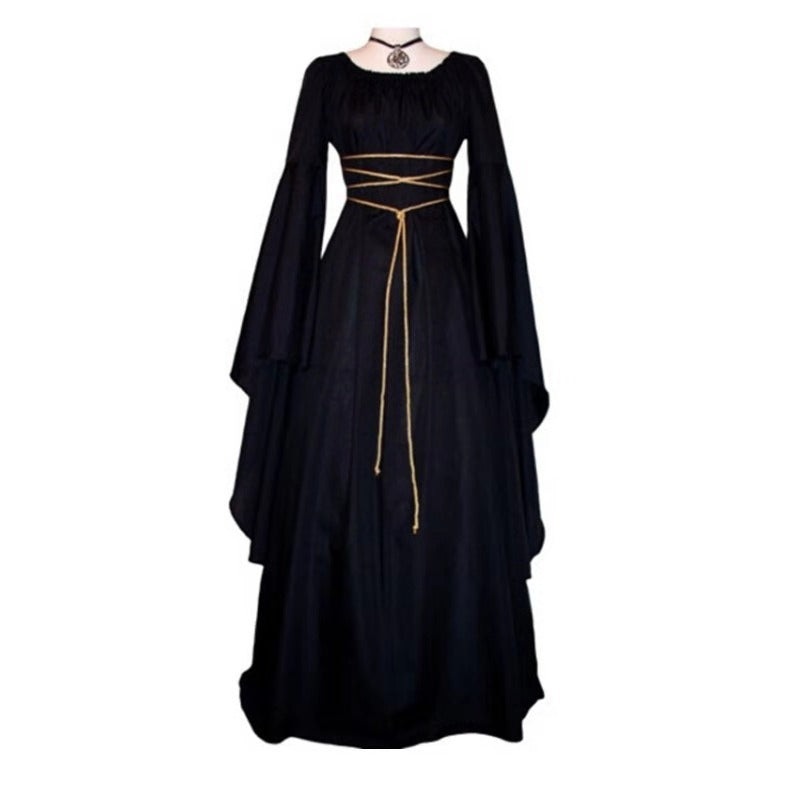 Long Sleeve Antique Style Solid Color Halloween Dresses
