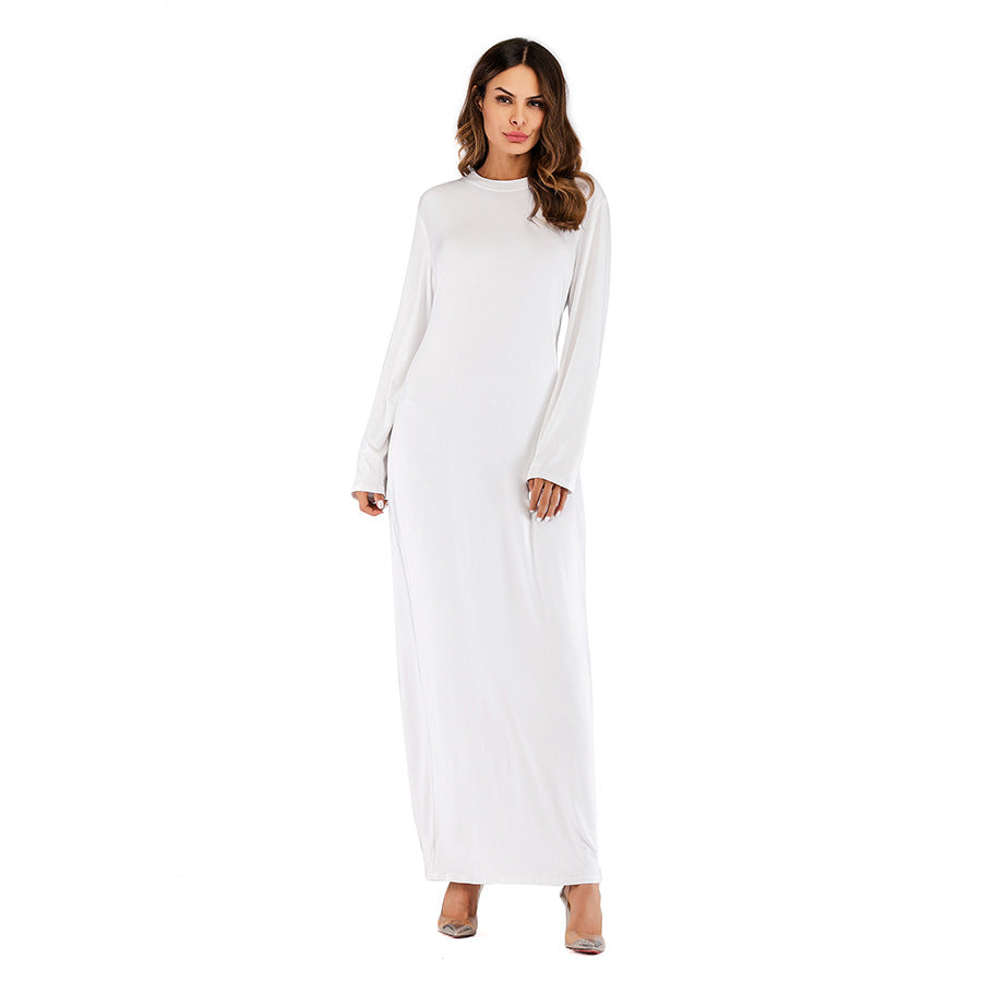 Women's Solid Color Modal Cotton Long-sleeved Bottoming Dress