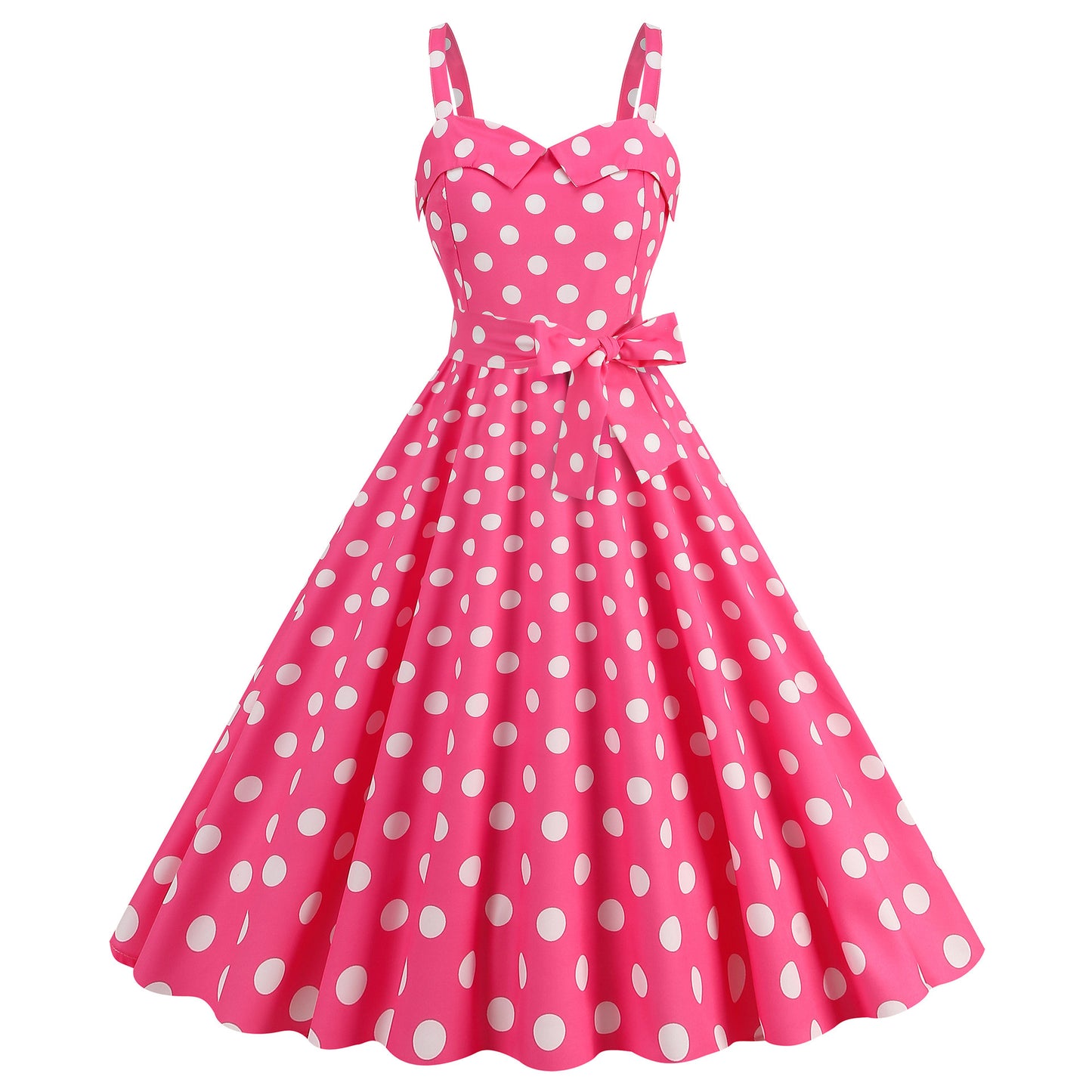 Women's Spaghetti Straps Chest Wrap Polka Dot Dresses