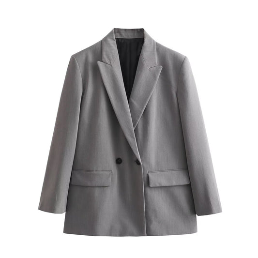 Women's Attractive Double Breasted Solid Color Blazers
