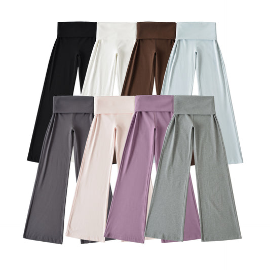 Women's Foldable Waist Of Trousers Knitted Culottes Pants