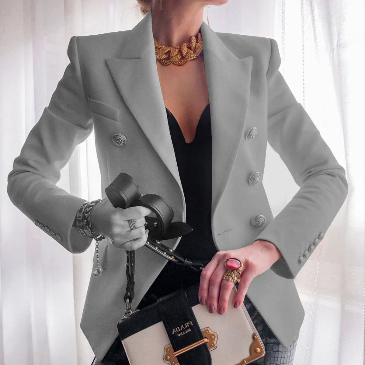 Women's Trendy Solid Color Fashionable Casual Blazers