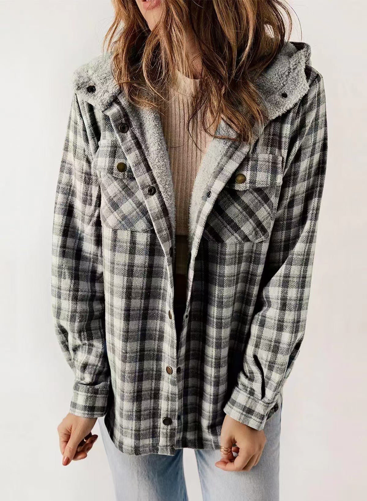 Women's Hooded Lamb Wool Thickened Fleece-lined Casual Blouses