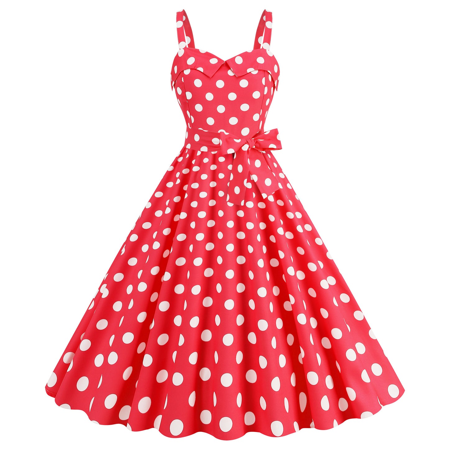 Women's Spaghetti Straps Chest Wrap Polka Dot Dresses