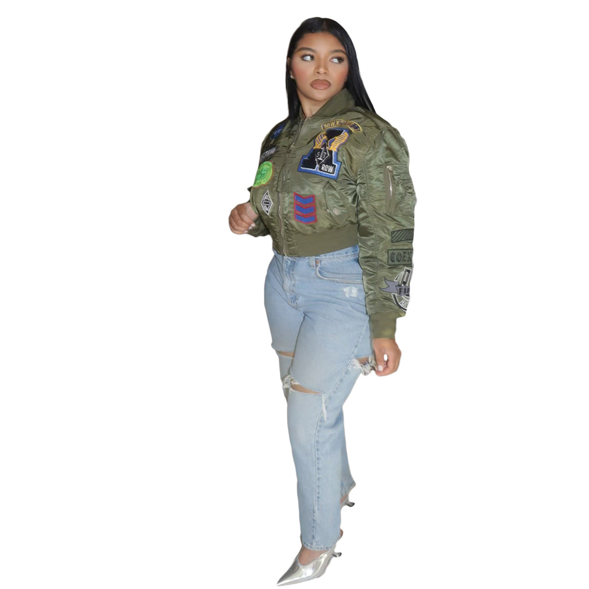 Full Embroidered Gary Cloth Casual Bomber Jackets