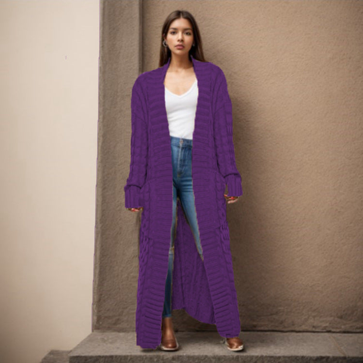 Women's Loose Knitted Idle Style Pocket Large Knitwear