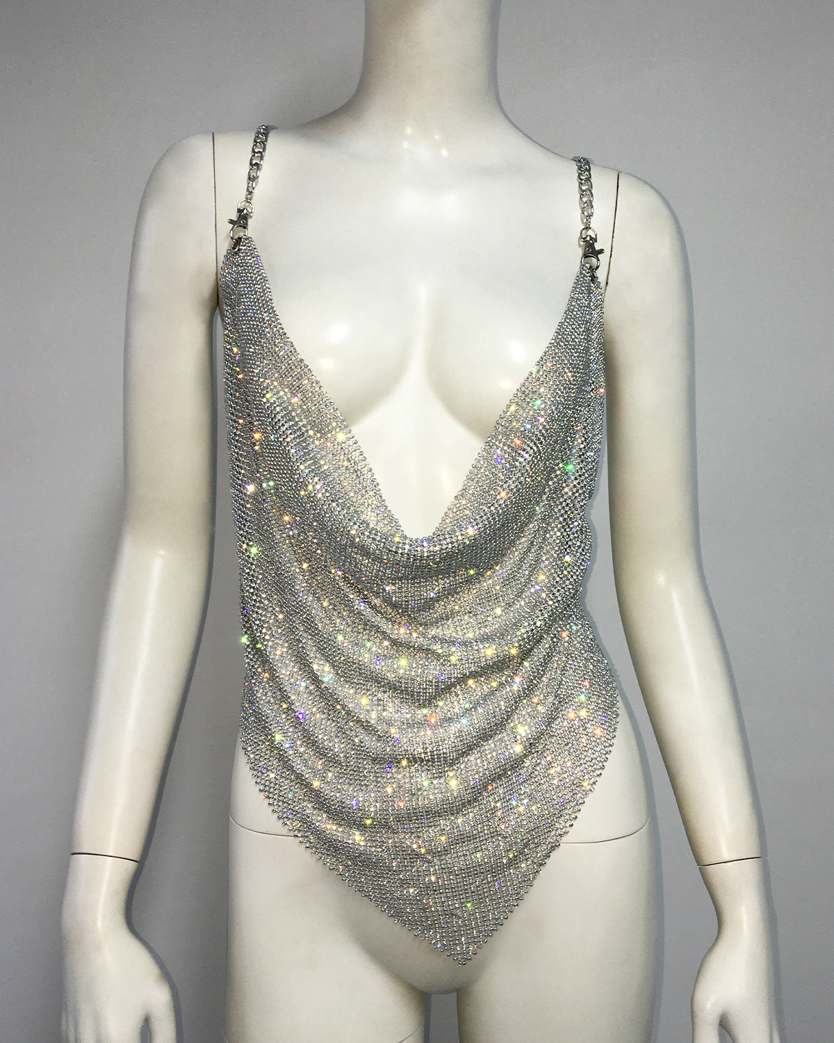 Personality Metal Rhinestone Sling Basic Nightclub Tops