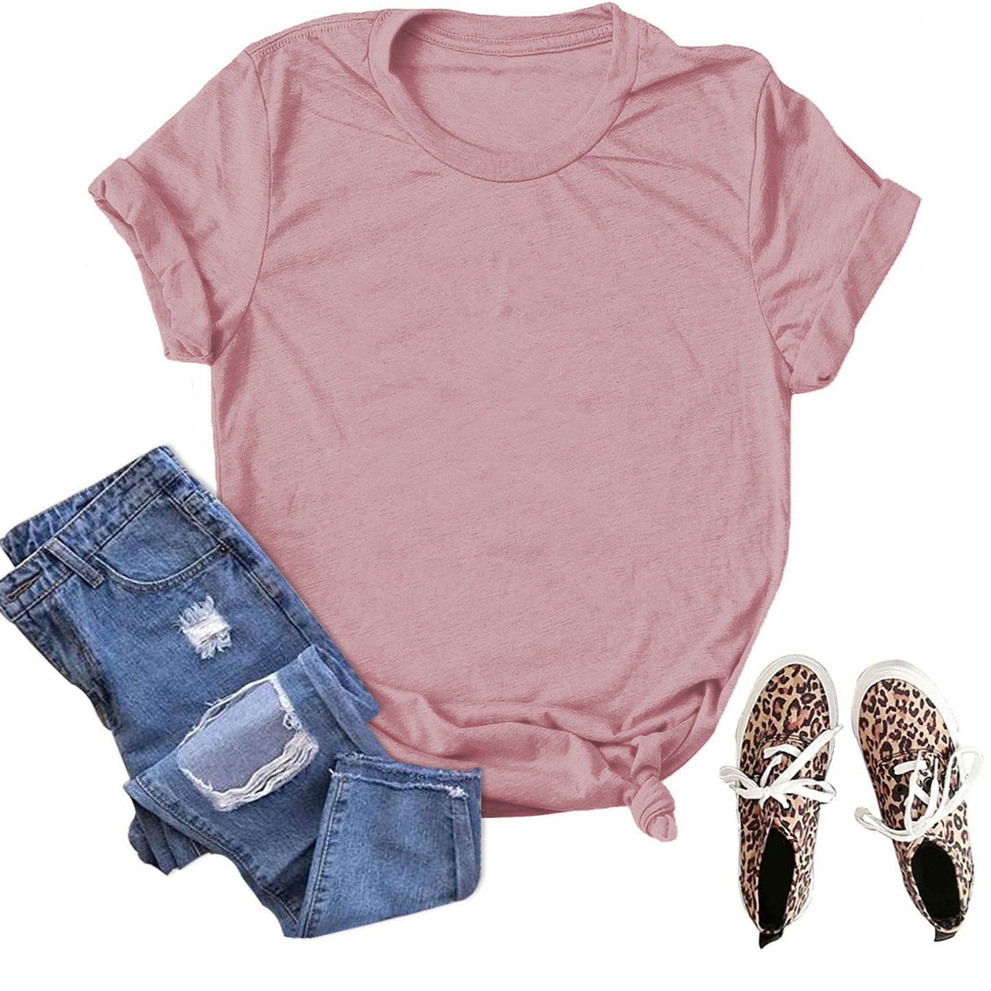 Women's & Men's & Solid Color Blank Loose T-shirt Blouses