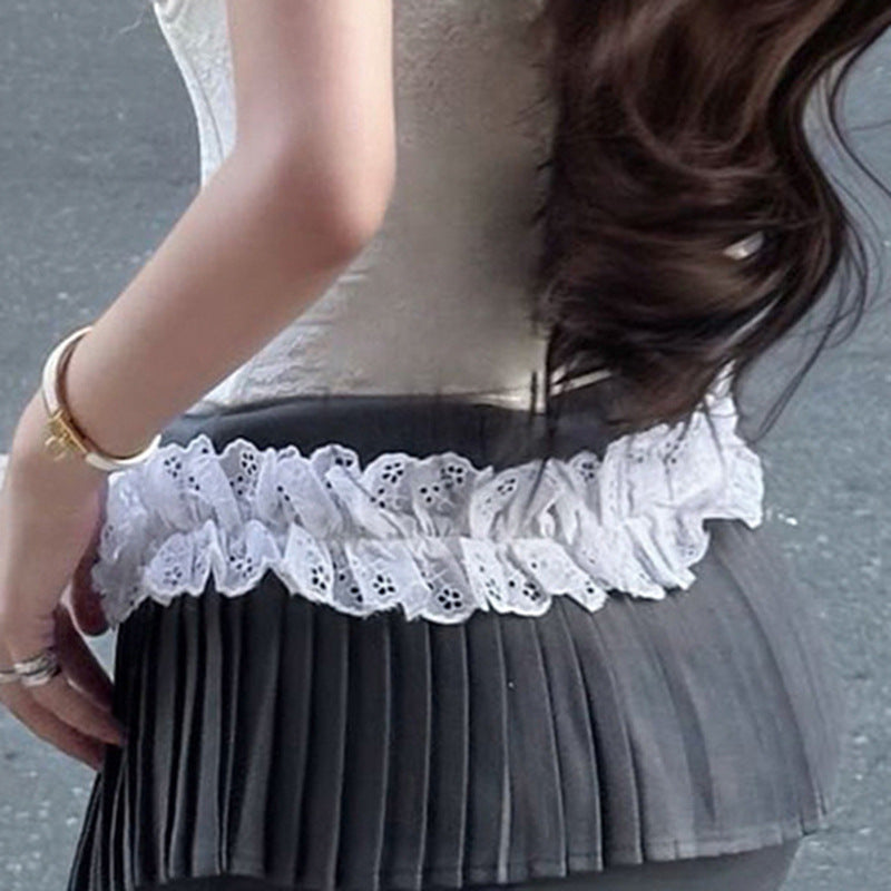 Color Belt Split Low Waist Simple Skirts