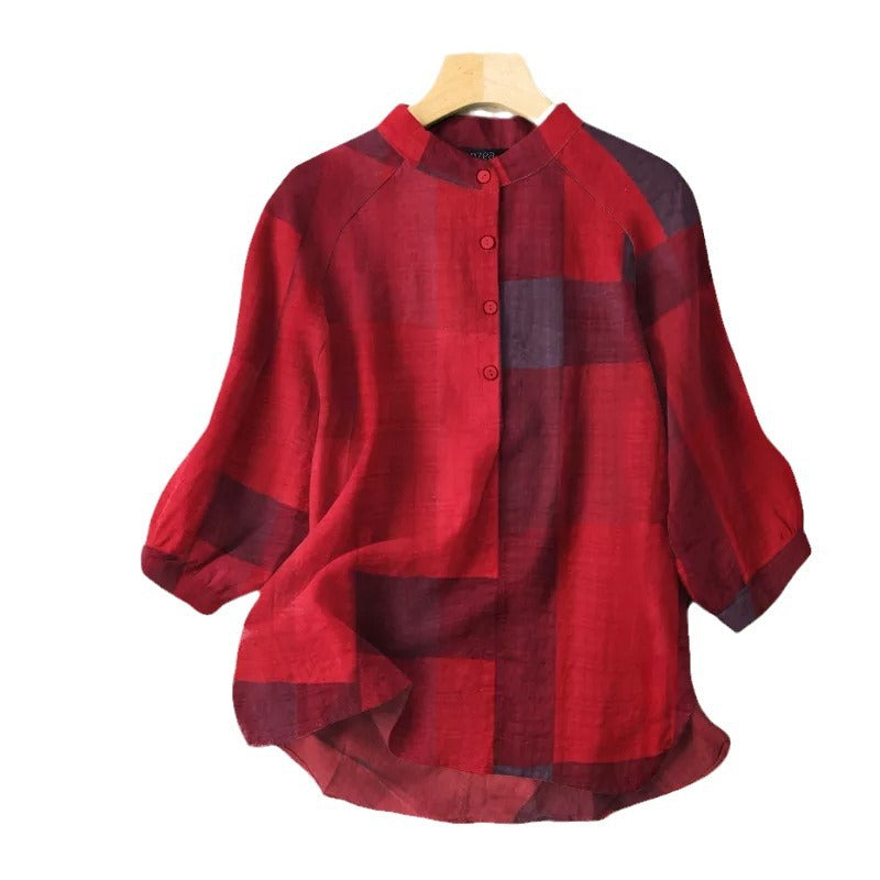 Women's Spring Casual Loose Printed Lantern Sleeve Blouses