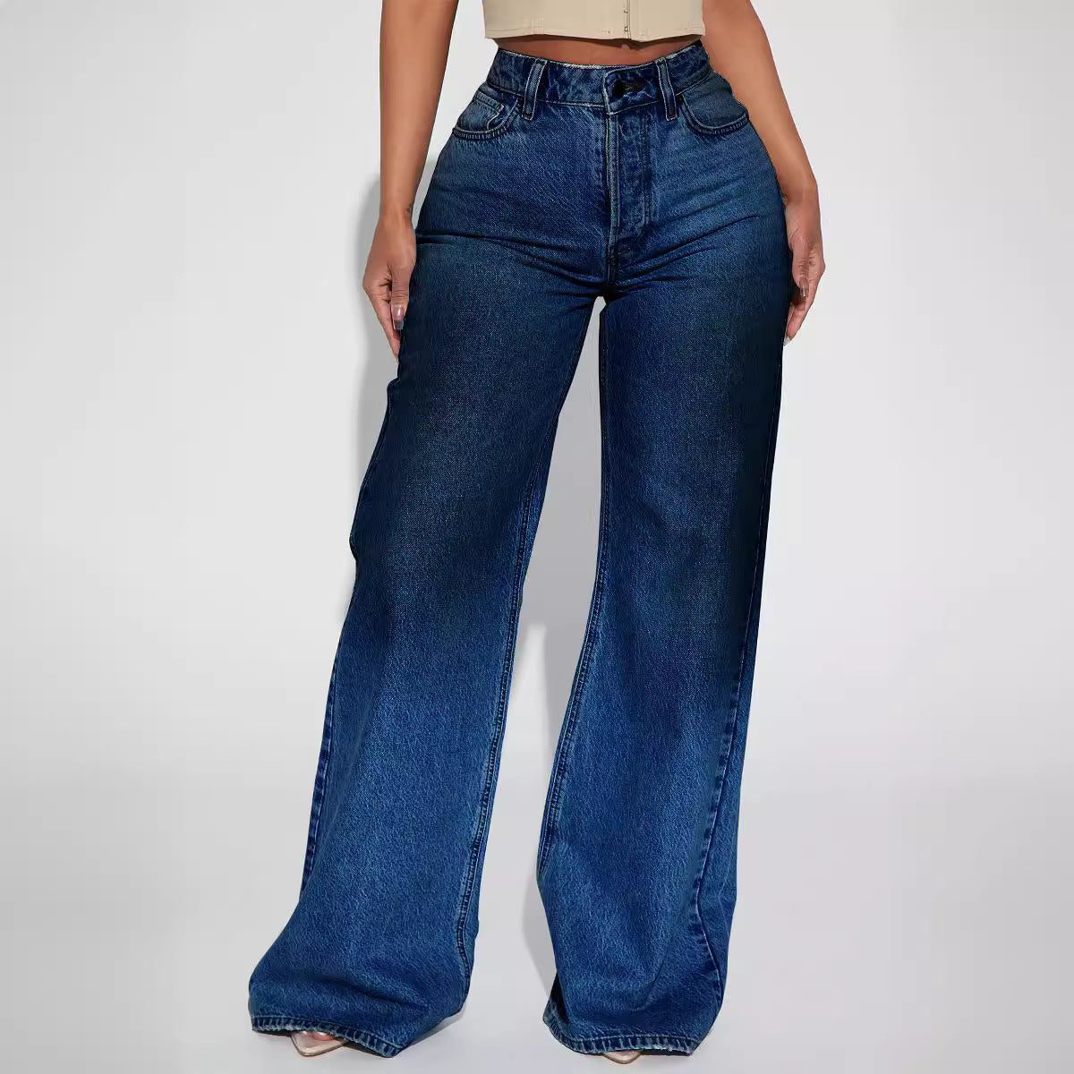 Women's Retro Loose Wide Leg Trousers Jeans