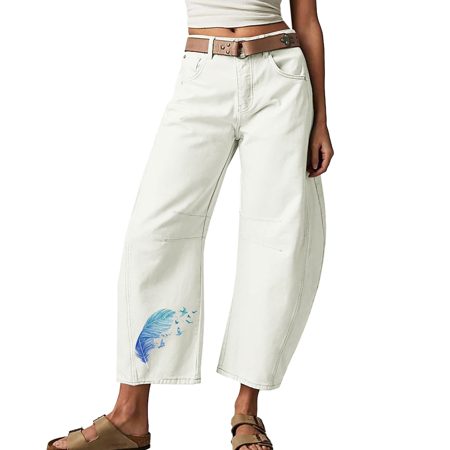 Fashionable Printed Loose Casual Slim Stretchy Jeans