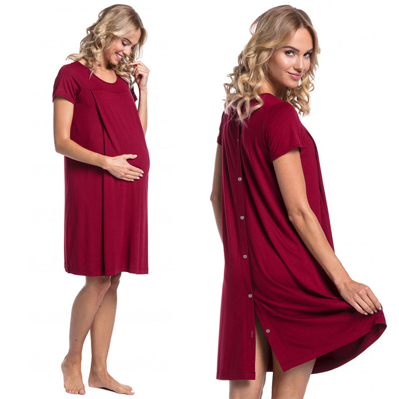 Delivery Hospital Dress Sleeve Two Sides Maternity