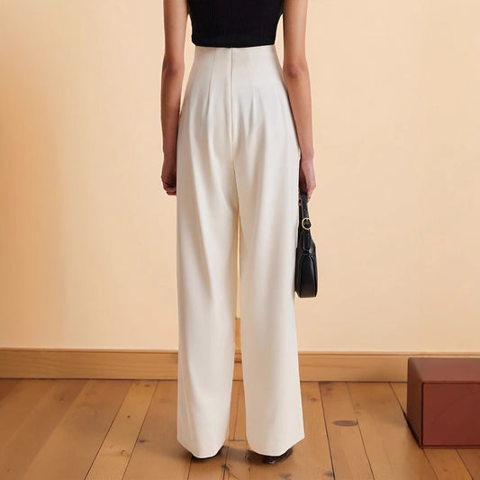 Women's Waist Wide Leg Irregular Cinched Pockets Pants