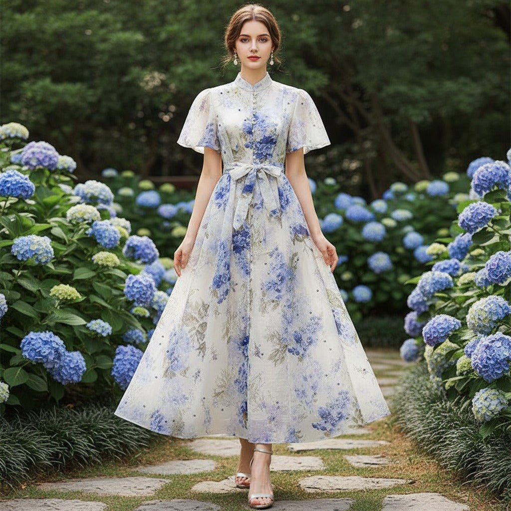 Women's Elegant Lantern Sleeve Single-breasted High Quality Shorts