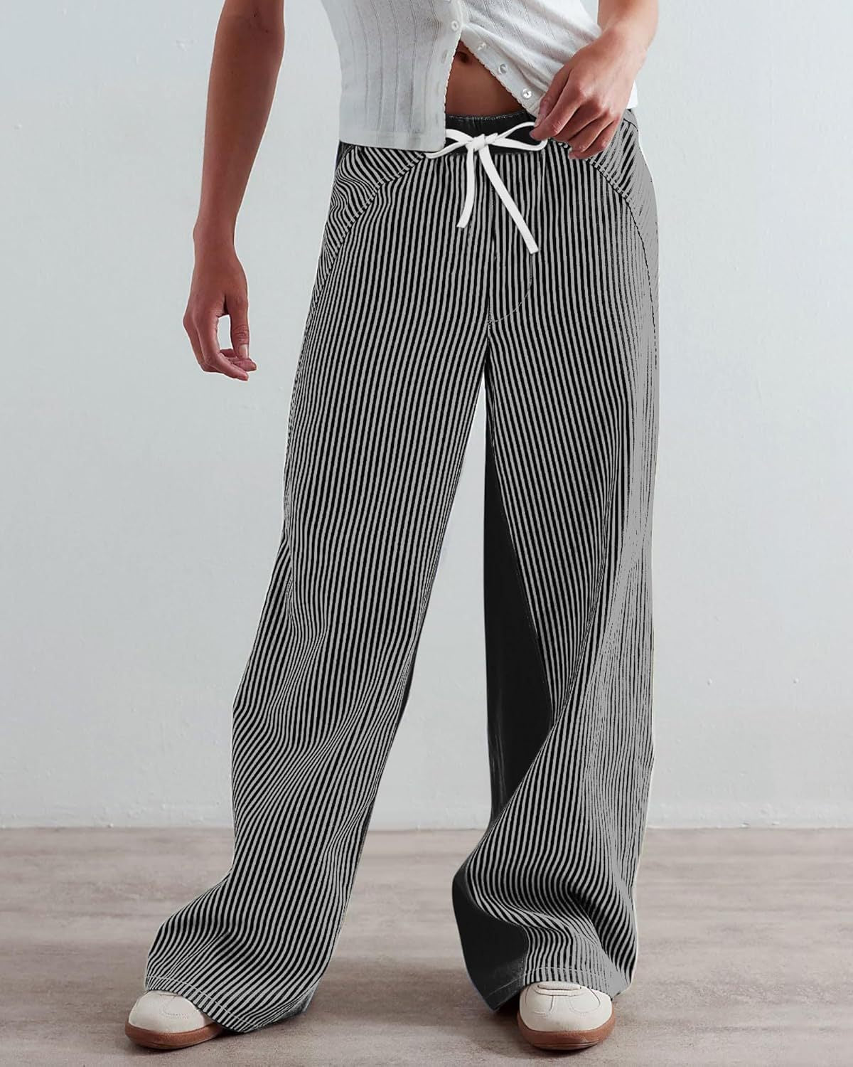 Women's Striped Leisure Loose Color Matching Slimming Pants