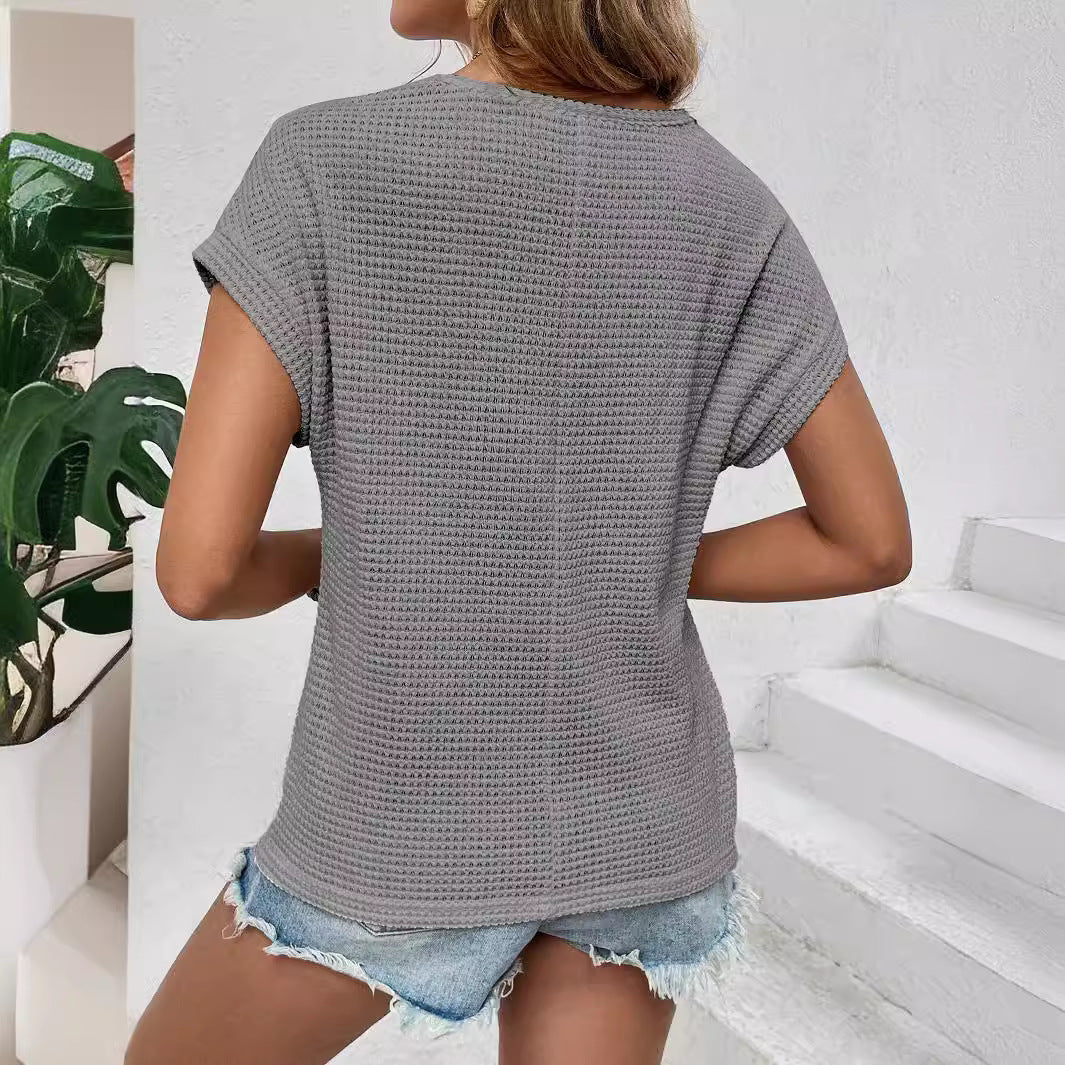 Women's Summer Raglan Mesh Hollow Breathable Short-sleeved Blouses