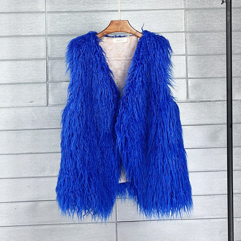 Women's Winter Mid-length Imitated Tibet Sheep Fur Coats