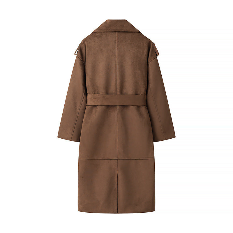 Women's Spring Graceful Fashionable Suede Texture Long Jackets