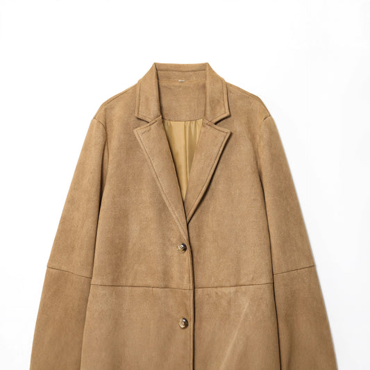 Autumn Suede Leather Loose Design Overcoat Coats