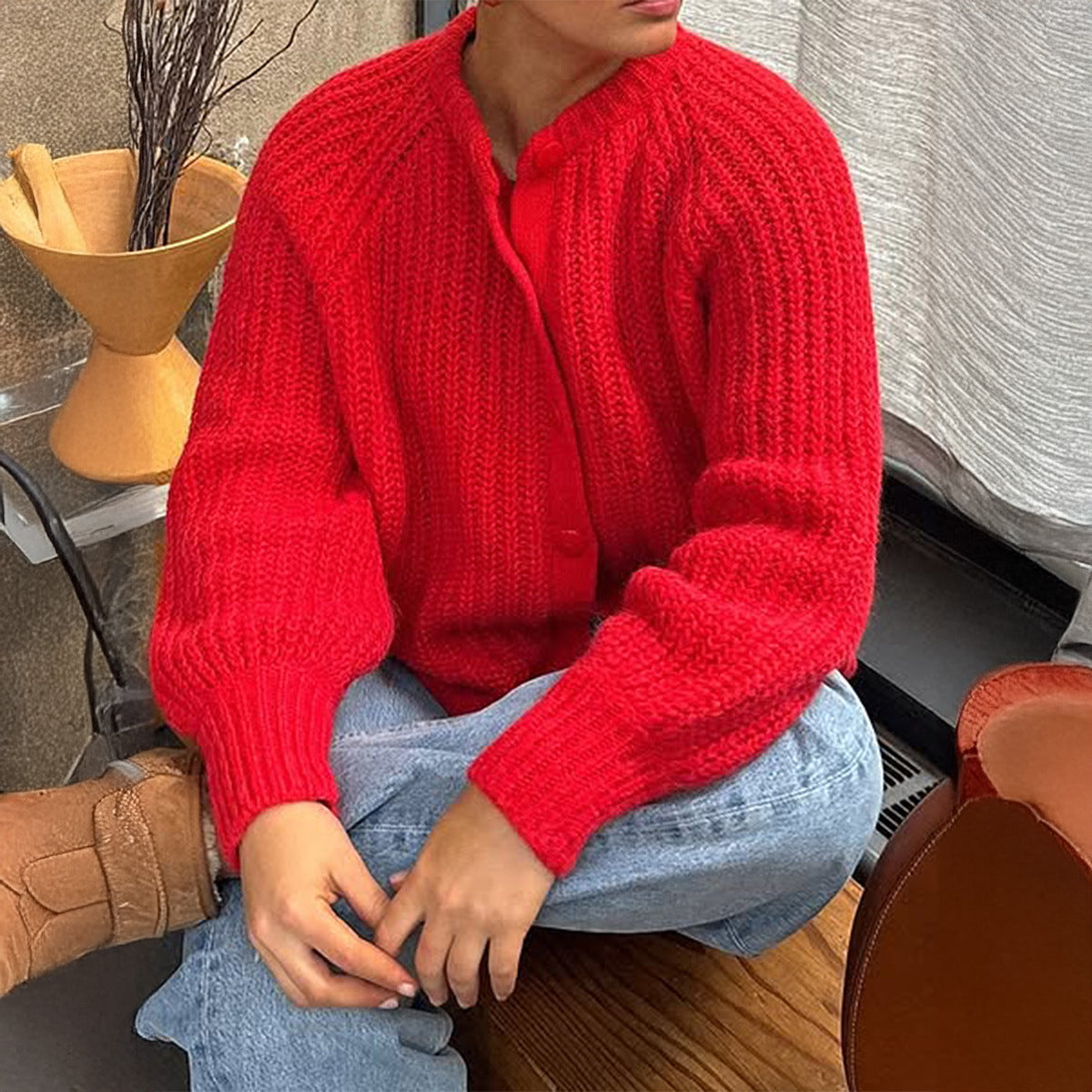 Women's Casual Minimalist Long Sleeve Button Shirt Sweaters