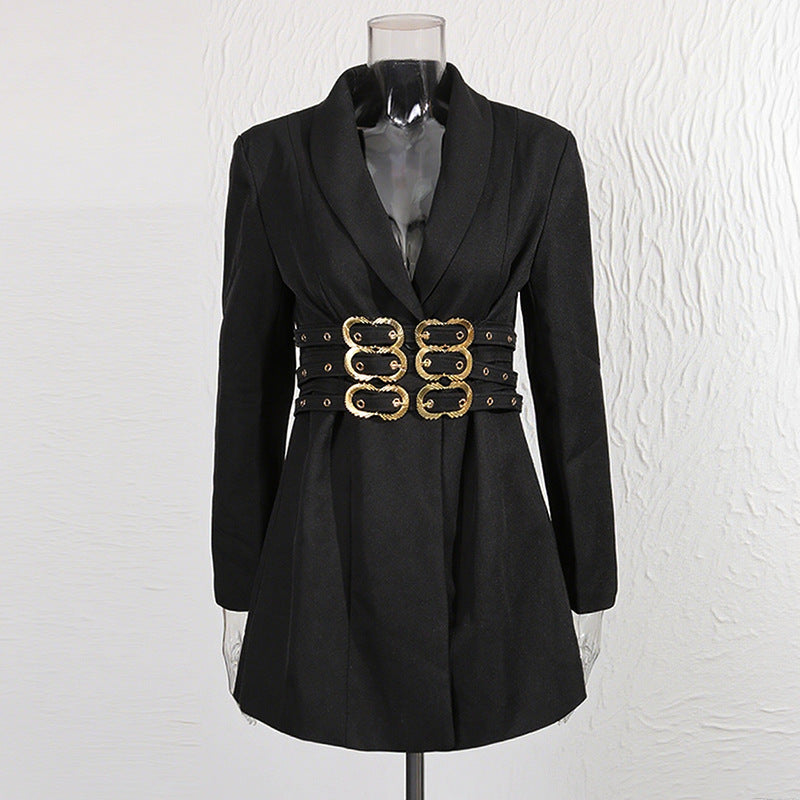 Women's Advanced Design Metal Buckle Belt Waist Blazers