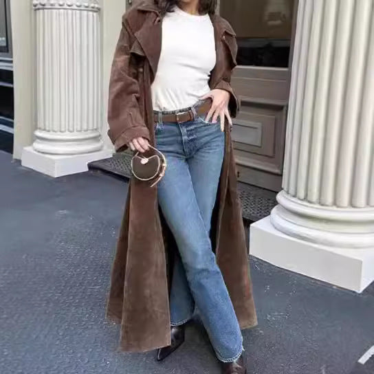 Women's Retro Overcoat Elegant Brown Lace Waist Coats